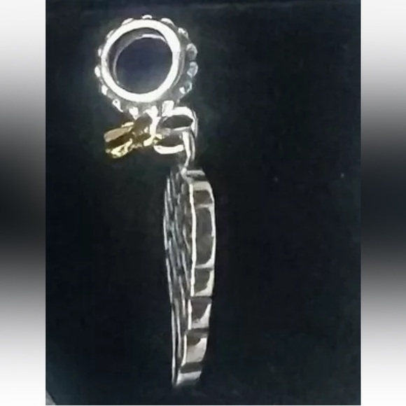 S925 Sterling Silver Dangling "Angel Wing and Gold Heart" Charm~Fits Pandora NEW - Picture 6 of 7